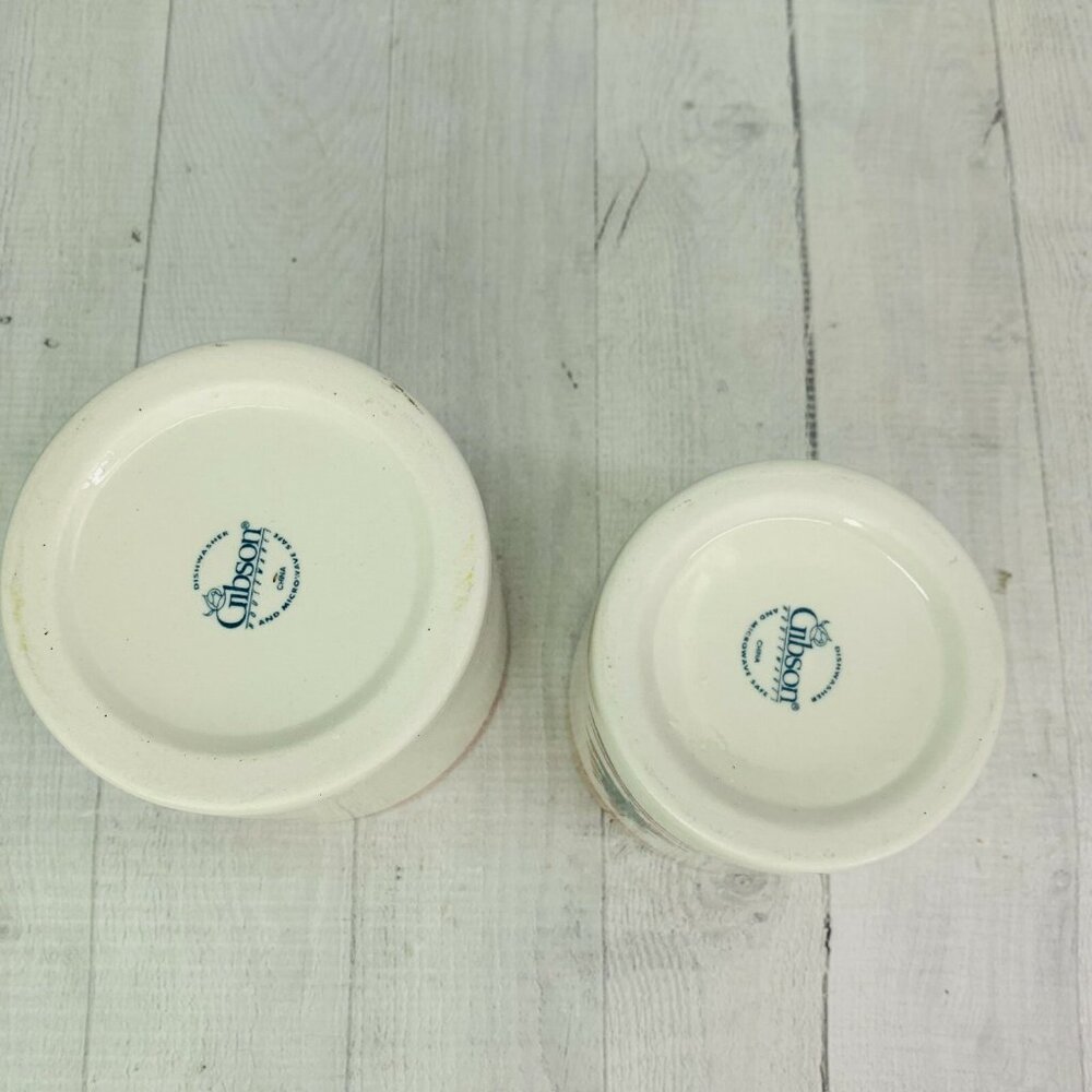 Gibson CHRISTMAS STAR Stoneware Red Green Sponged Tree Storage Container Set 2 - Picture 7 of 9